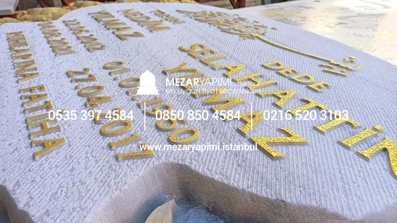 Cnc Çiçek İşlemeli Özel Tasarım Mermer Mezar Taşı - Görsel 7