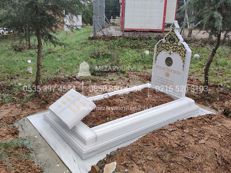 Kitabe Taşlı Eski Tip Osmanlı Mezar Modeli - Görsel 6