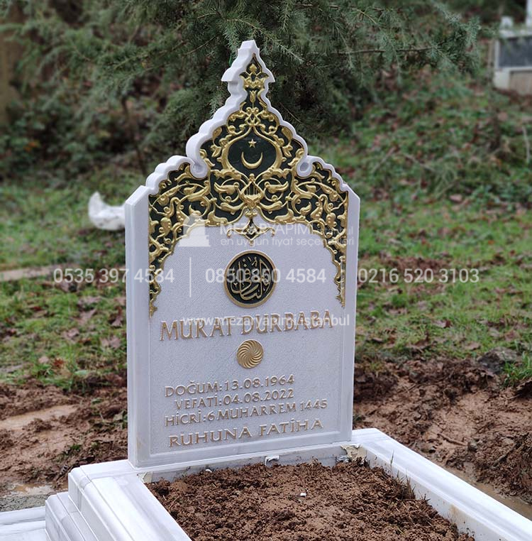 Kitabe Taşlı Eski Tip Osmanlı Mezar Modeli - Görsel 5