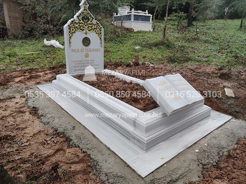 Kitabe Taşlı Eski Tip Osmanlı Mezar Modeli - Görsel 2