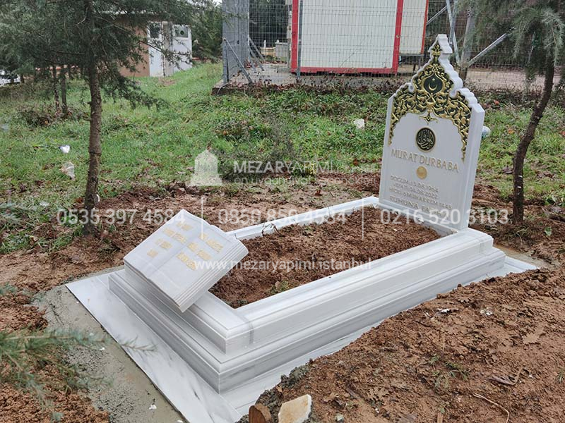 Kitabe Taşlı Eski Tip Osmanlı Mezar Modeli - Görsel 4