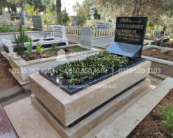 Traverten ve Absolute Black Granit Blok Mezar
