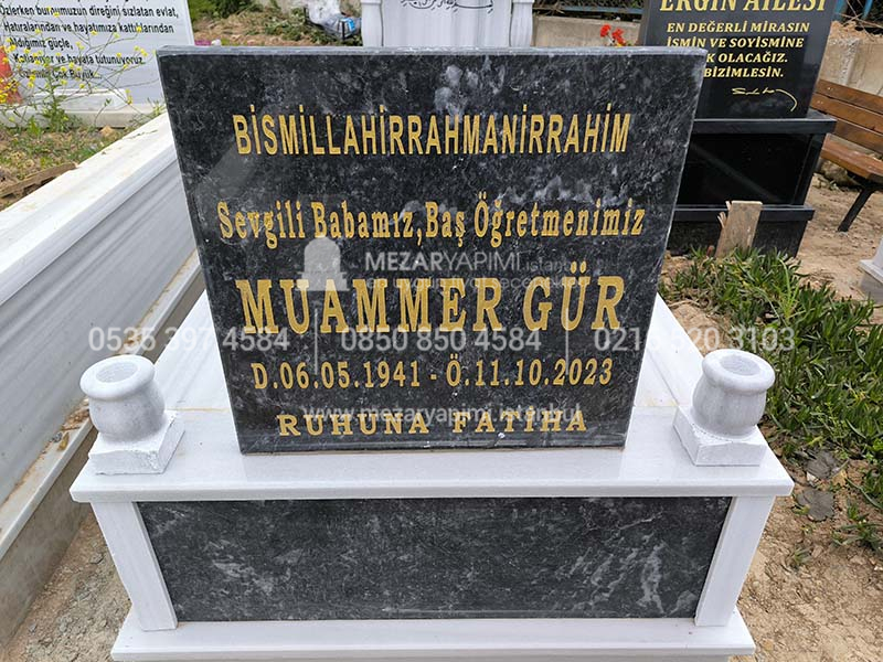 Tek Kişilik Baştaşı ve Gövde Siyah Mermer Model - Görsel 5