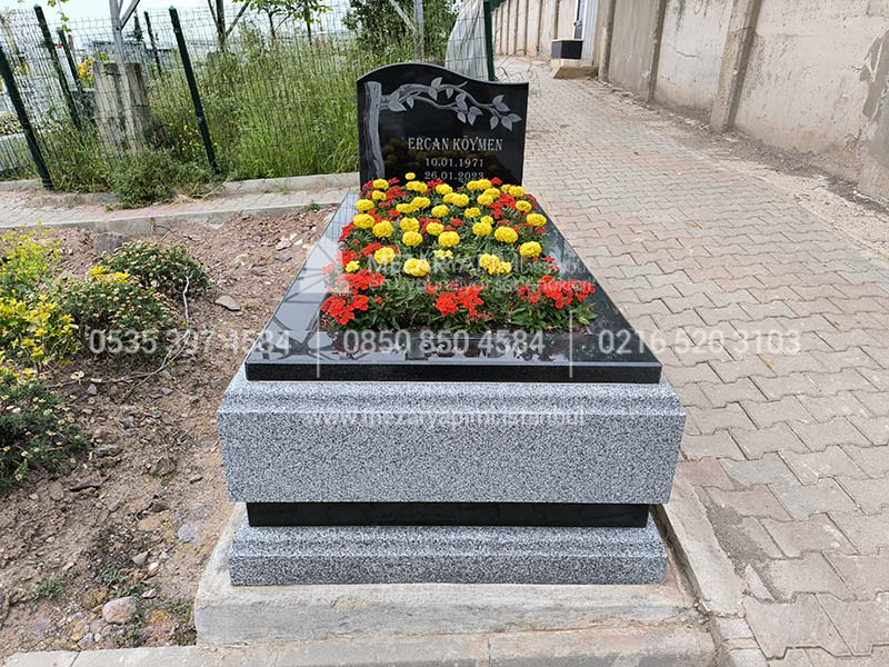 10cm Blok Absolute Black Beta Granit Mezar - Görsel 4