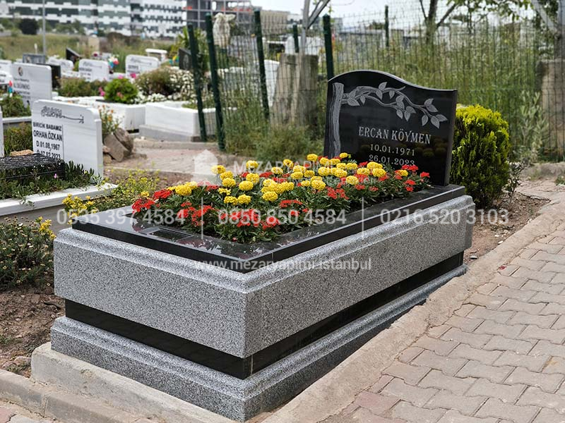 10cm Blok Absolute Black Beta Granit Mezar - Görsel 2
