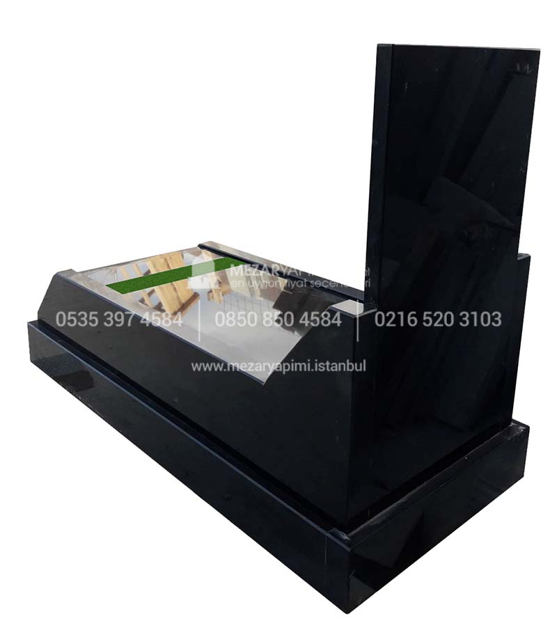 Eğimli Mezar Modeli Komple 5-8cm Absolute Black Granit - Görsel 3