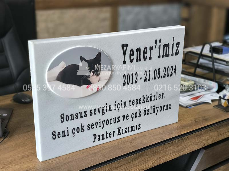 Evcil Hayvan Kedi Kopek) Mermer Anit Tasi-2