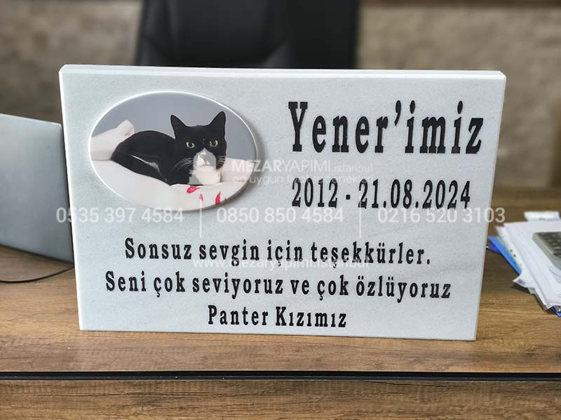 Evcil Hayvan Kedi Kopek) Mermer Anit Tasi