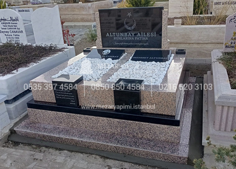 Cift Kisilik Porino Absolute Black Granit Blok Mezar