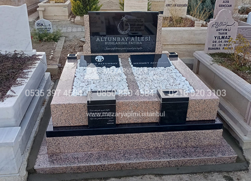 Çift Kişilik Porino - Absolute Black Granit Blok Mezar - Görsel 2