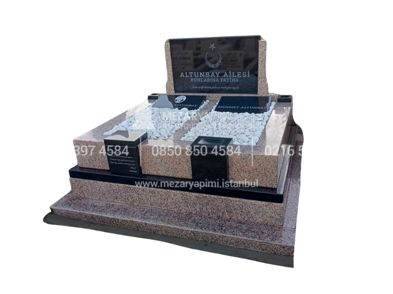 Çift Kişilik Porino - Absolute Black Granit Blok Mezar