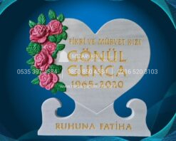 Cnc 3D Çiçek Desen İşlemeli Mezar Taşı