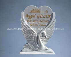 Kuğu Motifli 3D CNC Mezar Taşı