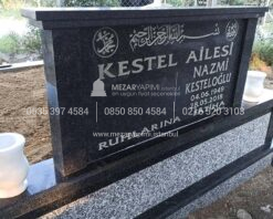 Çift Kişilik Siyah Gri Granit Mezar - Görsel 8