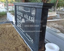Çift Kişilik Siyah Gri Granit Mezar - Görsel 6