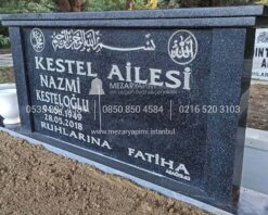 Çift Kişilik Siyah Gri Granit Mezar - Görsel 5
