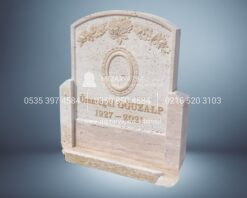 Traverten Cnc 3D Çiçek Desenli Mezar Taşı