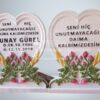 Kalp Şeklinde Cnc 3D Lale Çiçek İşlemeli Mezar Taşı