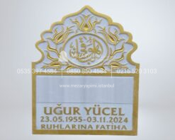 3D Cnc Lale işlemeli Mermer Mezar Taşı