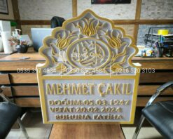 3D Cnc Lale işlemeli Mermer Mezar Taşı