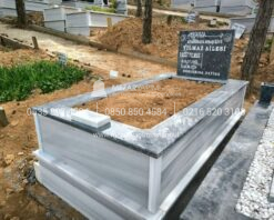 Tek Kişilik Küpeşte Baştaşı Siyah Mermer Mezar