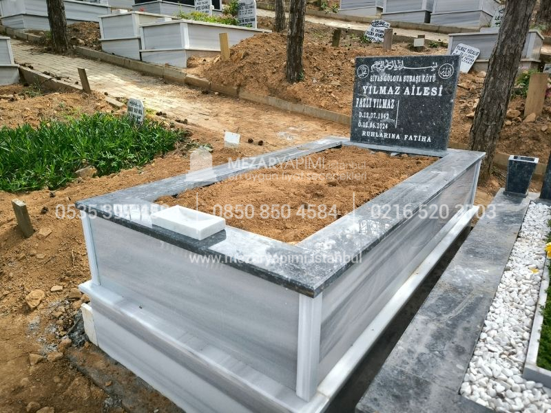 Tek Kişilik Küpeşte Baştaşı Siyah Mermer Mezar