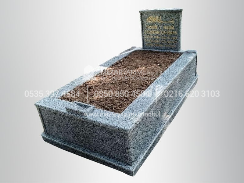 Ekonomik Gri Siyah Komple Granit Mezar