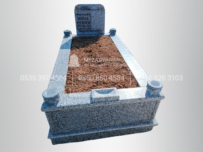 Ekonomik Gri Siyah Komple Granit Mezar