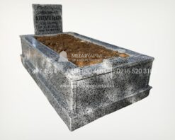 Tek Kişilik Ekonomik Gri Siyah Komple Granit Mezar