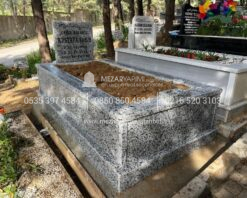 Tek Kişilik Ekonomik Gri Siyah Komple Granit Mezar