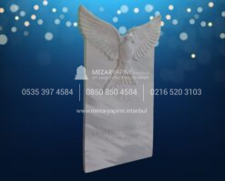 Güvercin Figürlü CNC İşlemeli Mermer Mezar Taşı