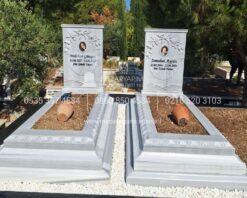 Başak Yaprağı Motifli Cnc Mermer Blok Mezar