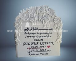 Cnc Rölyef Kabartmalı Baştaşı Çiçek Desenli Mezar