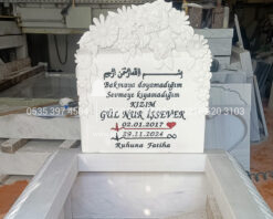 Cnc Rölyef Kabartmalı Baştaşı Çiçek Desenli Mezar