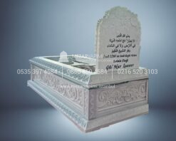 Cnc Rölyef Kabartmalı Baştaşı Çiçek Desenli Mezar