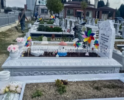 Cnc Rölyef Kabartmalı Baştaşı Çiçek Desenli Mezar