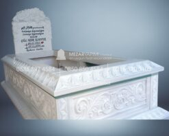 Cnc Rölyef Kabartmalı Baştaşı Çiçek Desenli Mezar