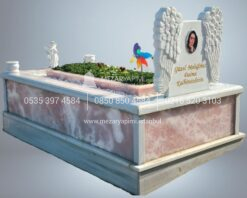 Pembe Onyx Mermer Melek Kanatli Mezar Tasi Modeli