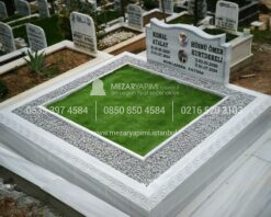 Özel El İşçiliği Desen İşlemeli 15cm Blok Mermer Mezar