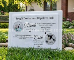 Porselen Resimli Evcil Hayvan Anit Tasi