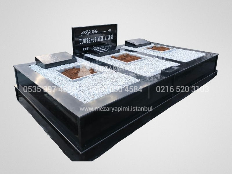 3 Kişilik Granit Aile Mezar Modeli
