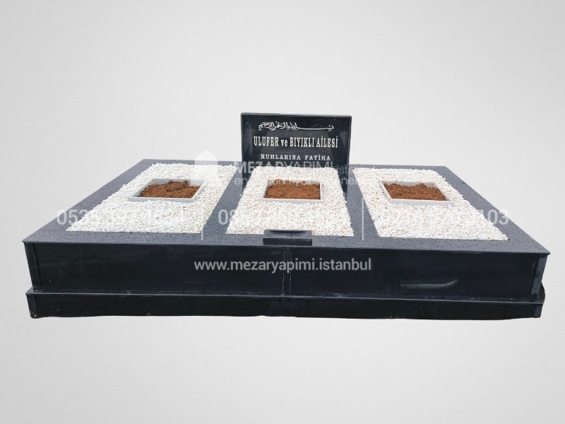 3 Kişilik Granit Aile Mezar Modeli