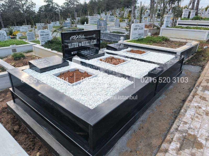 3 Kişilik Granit Aile Mezar Modeli