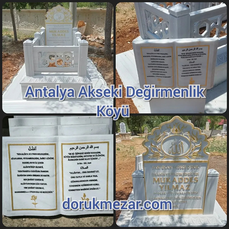 Antalya Mezar Taşı Yapımı – CNC İşlemeli Kafesli Mermer Mezar