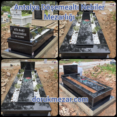 Siyah Granit ara Kapaklı Mezar Modeli