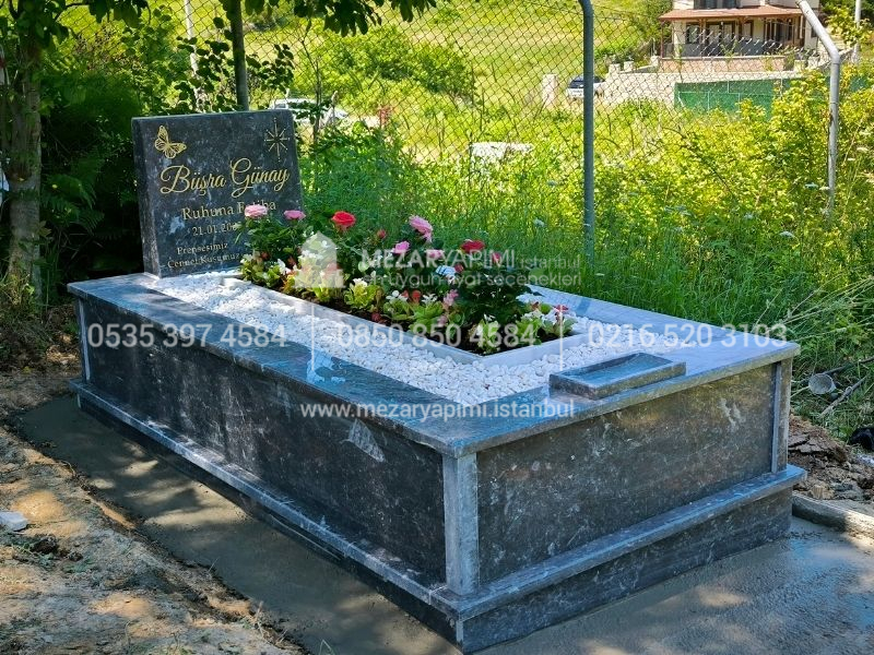 Abide Baş Taşı Komple Siyah Mermer Mezar