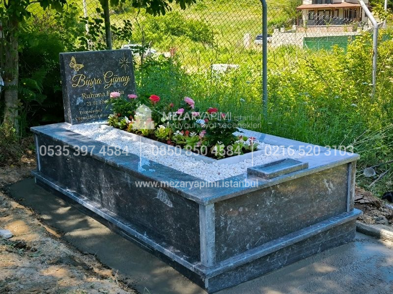 Abide Baş Taşı Komple Siyah Mermer Mezar