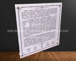 50x50cm Porselen Üzerine Yazı Plaka
