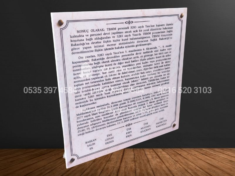 50x50cm Porselen Üzerine Yazı Plaka