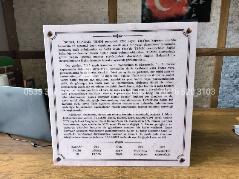 50x50cm Porselen Üzerine Yazı Plaka